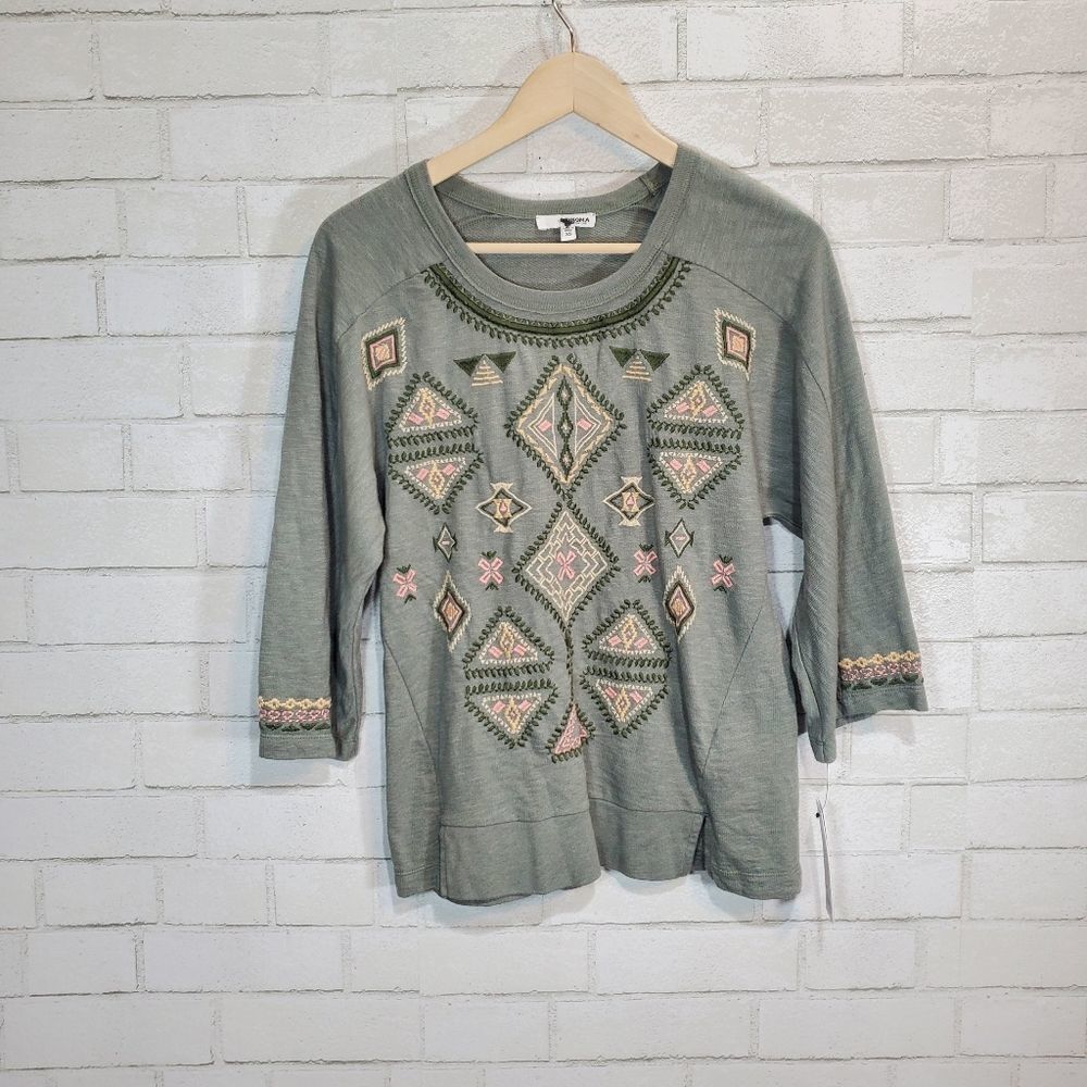 NWT Sonoma green embroidery sweatshirt‎